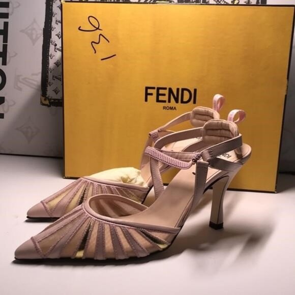 Fendi Colibri Lite Slingback Pumps | Metallic Mixed Media | Size 36.5 | New - Picture 4 of 10